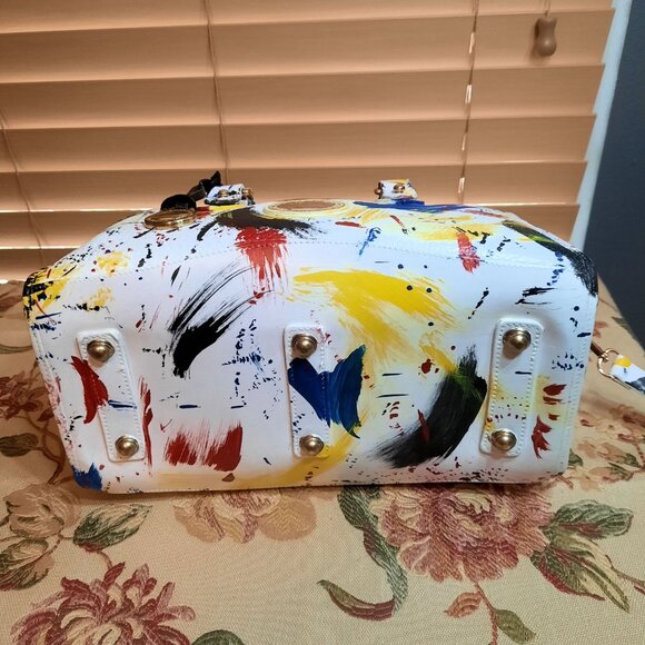 Dooney & Bourke Dipinta Inspired Hand Painted Vintage Zip Satchel Rare Dooney - Picture 5 of 14
